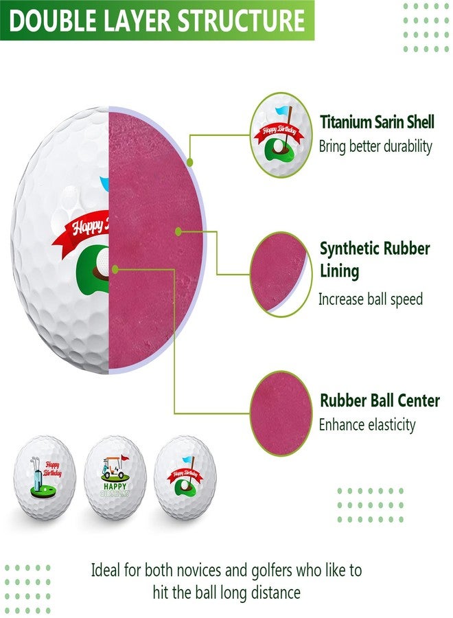 Threan 3 Pcs Golf Ball Gift Set Funny Novelty Golfer Present for Men Birthday Dad Golfing Fan One Standard Size Unit (Birthday) - Image 2